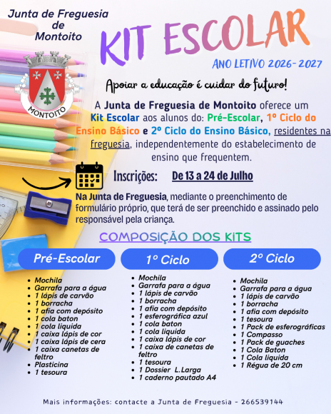 Kit Escolar  - ano letivo 2026/2027 - Inscri&ccedil;&otilde;es