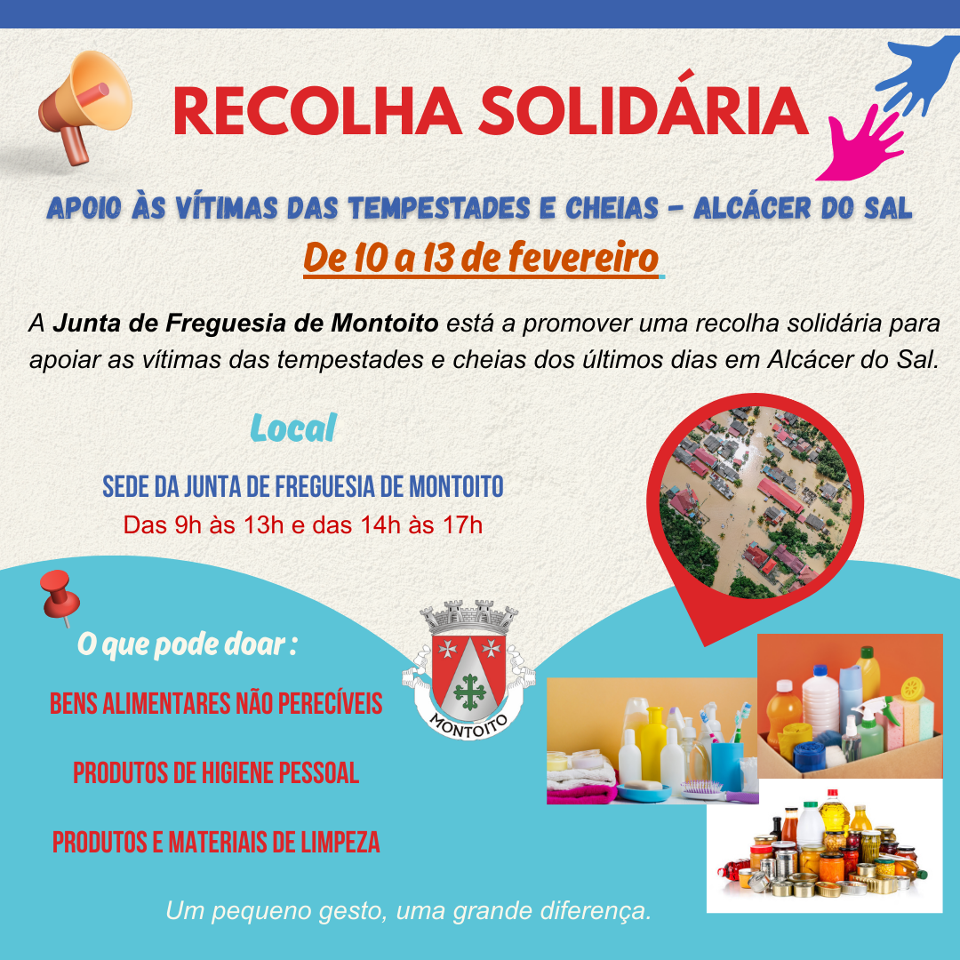 Recolha Solid&aacute;ria - Apoio &agrave;s v&iacute;timas das tempestades e cheias - Alc&aacute;cer do Sal 